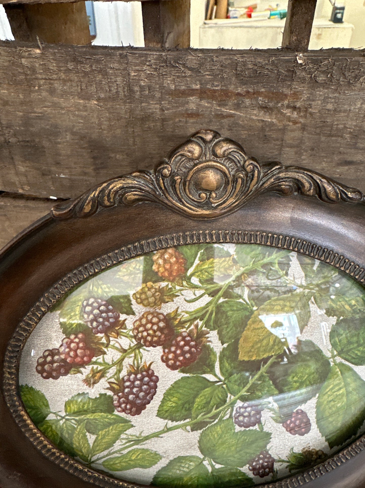 Victorian style frame with vintage book page- blackberries