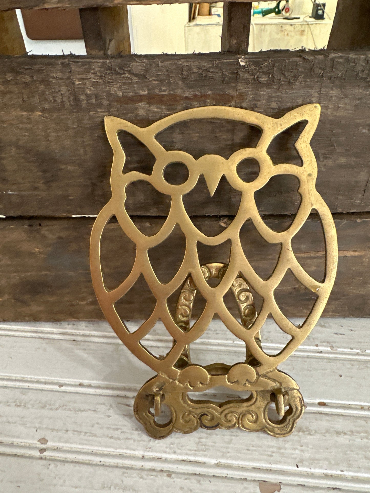 Brass Owl folding bookend