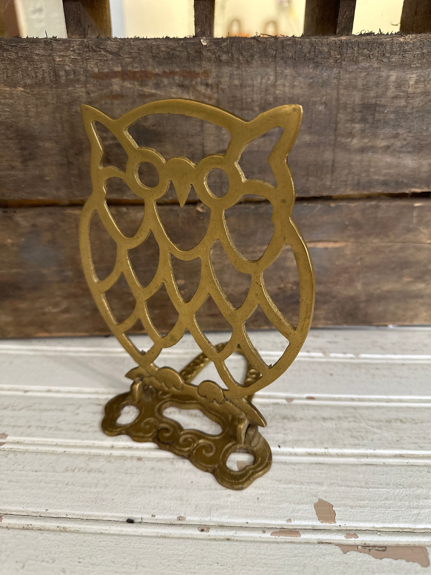 Brass Owl folding bookend