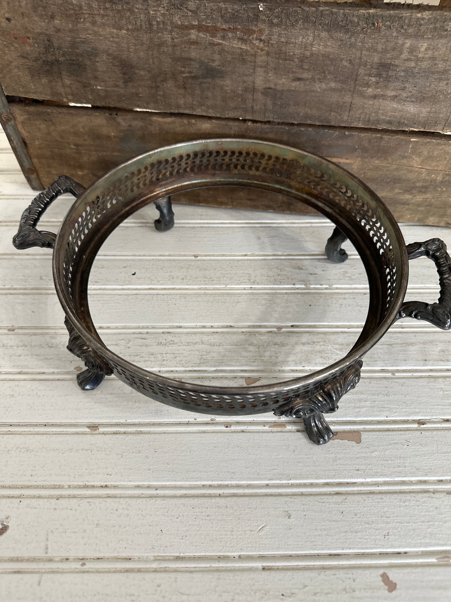Silver plate casserole dish holder