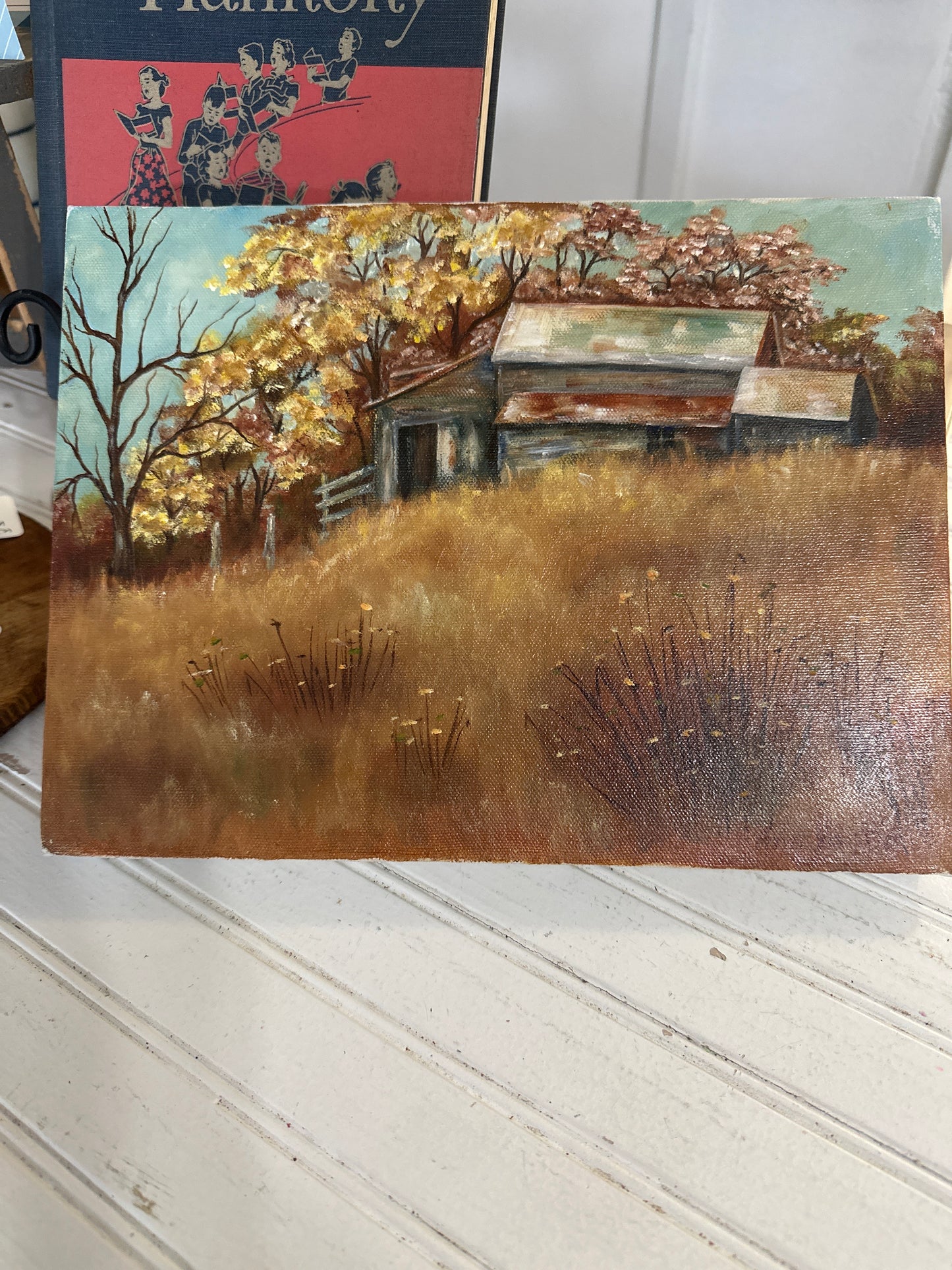Old barn meadow canvas