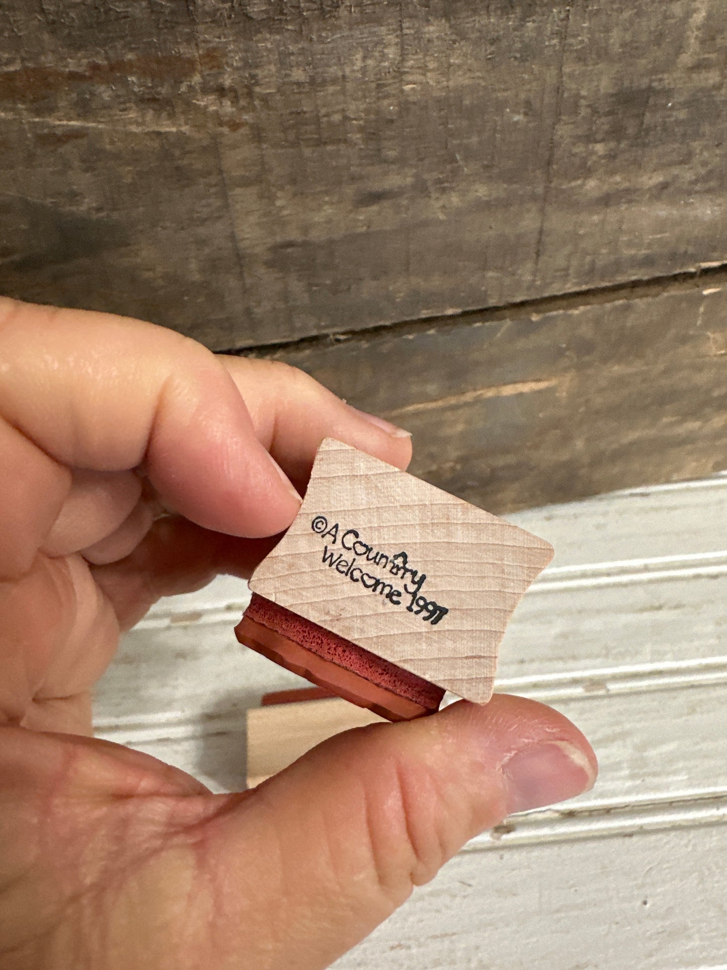 A Country Welcome wooden rubber stamp set