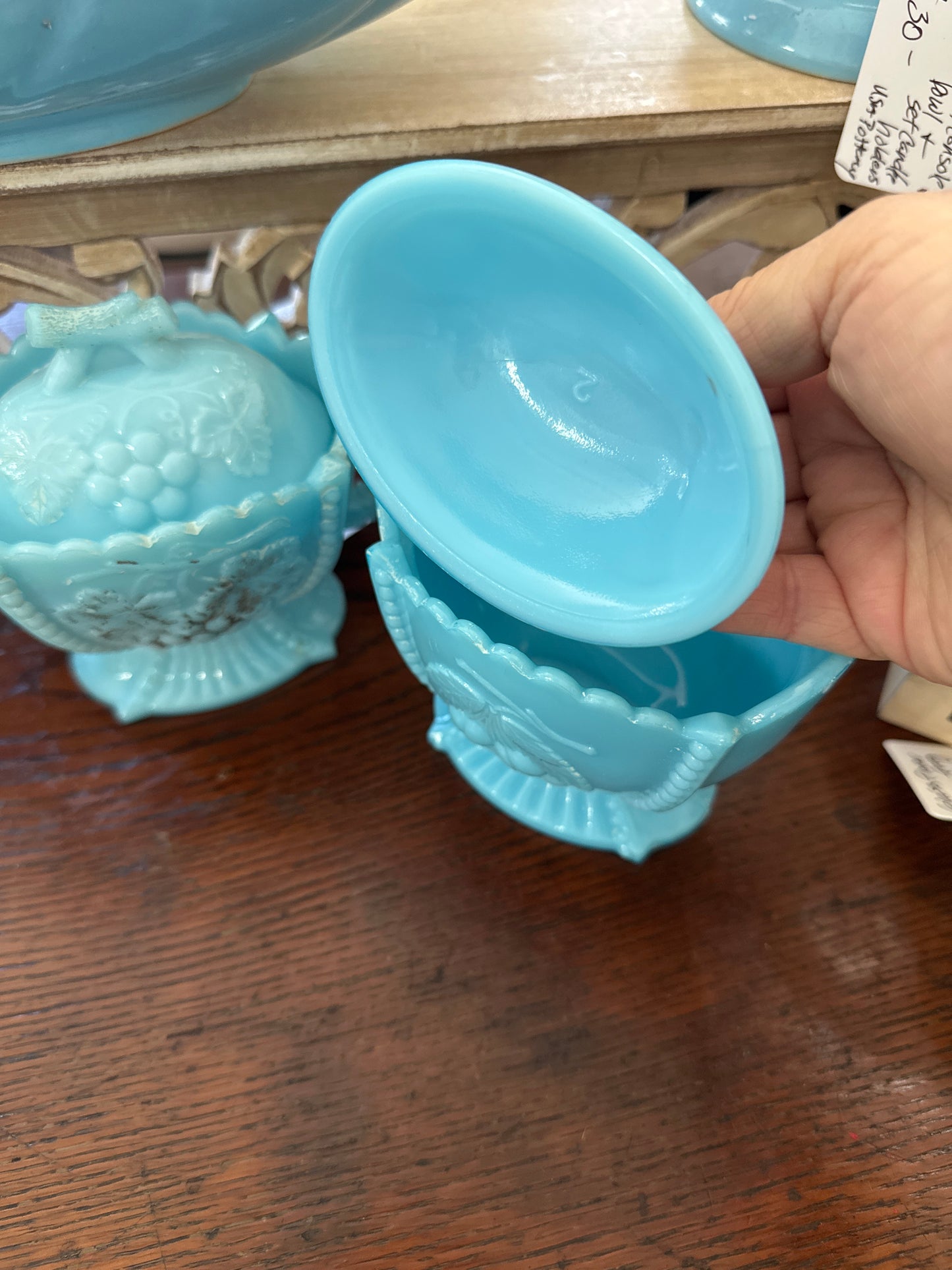 Westmoreland blue milk glass cream & sugar set- local pick up only