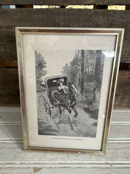 Vintage book page framed metal frame