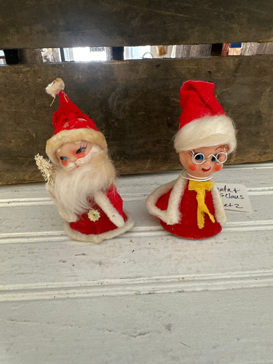 Vintage Felt Santa & Ms Claus