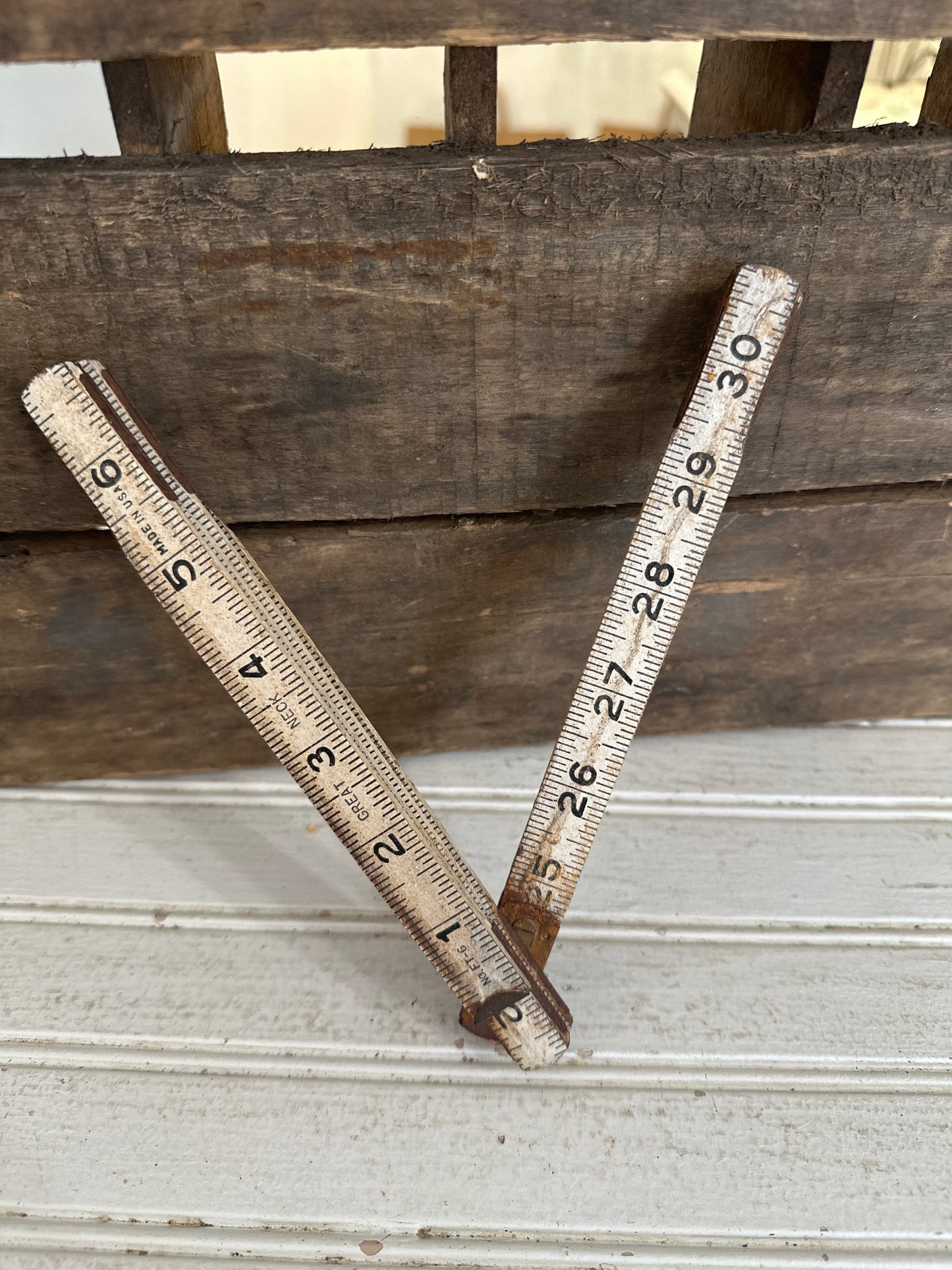 Great Neck folding wooden ruler- half one