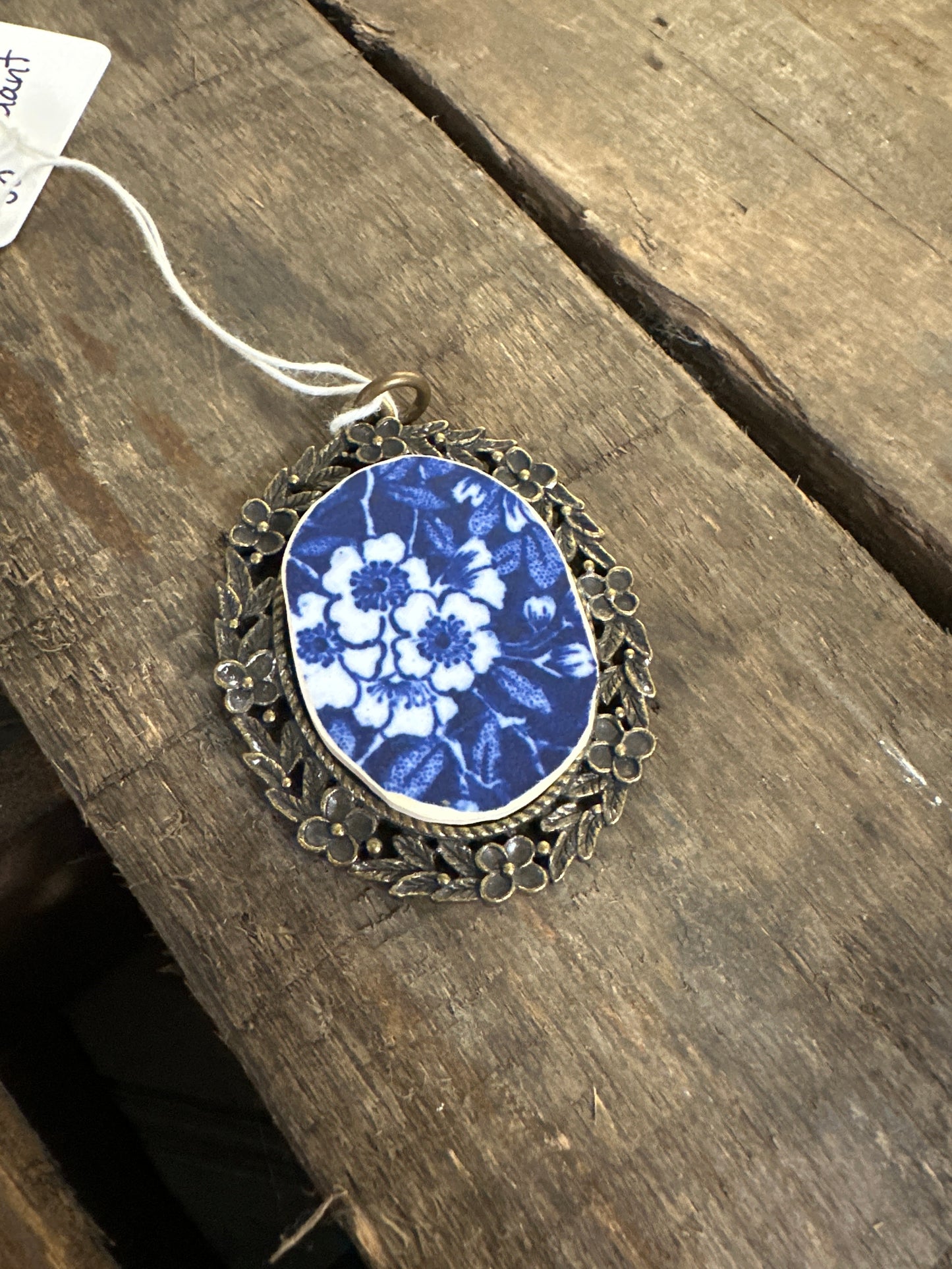 Repurposed Vtg. dish pendant