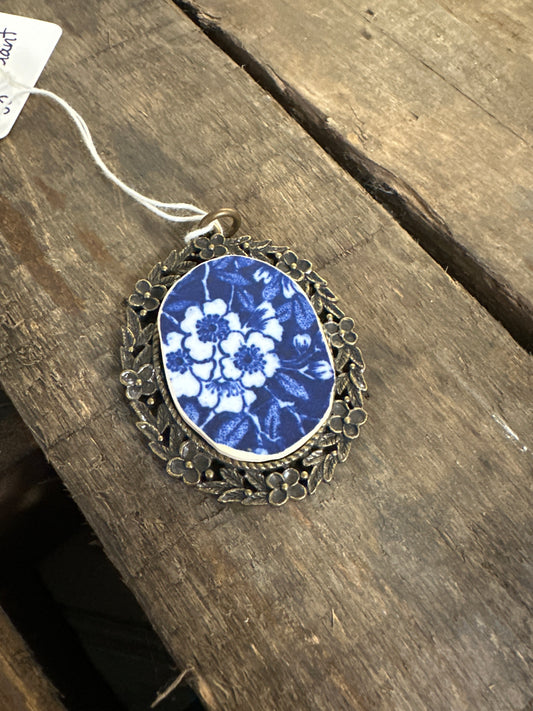 Repurposed Vtg. dish pendant