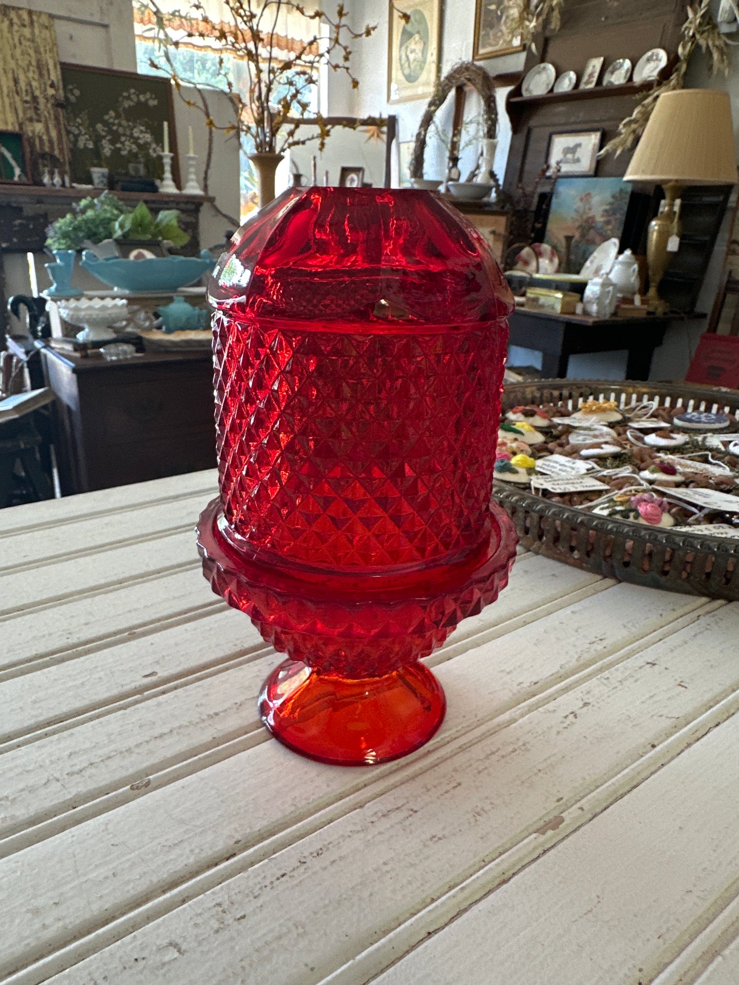 Viking Art Glass Ruby Red Fairy lamp- local pickup only