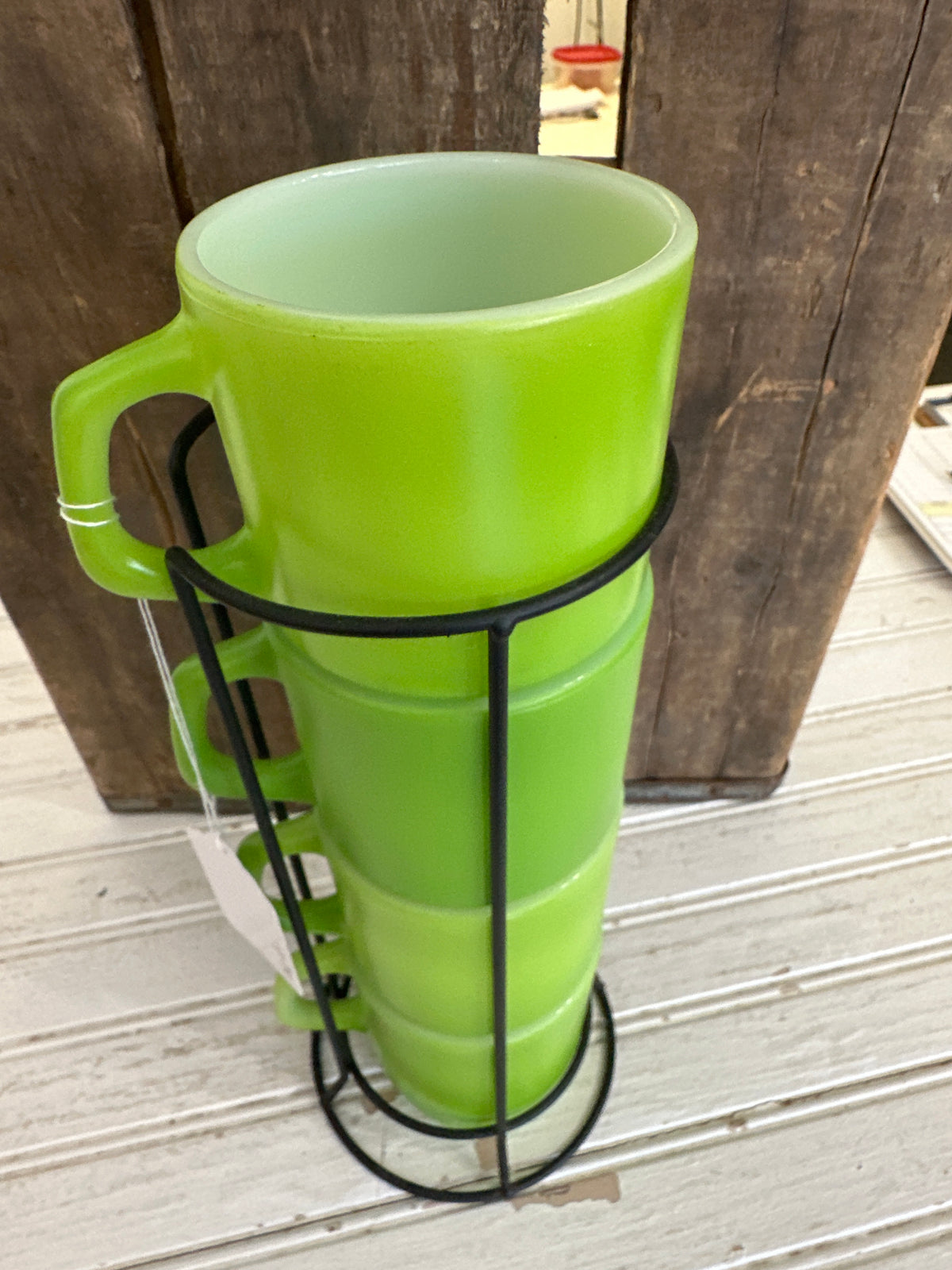 Anchor Hocking Fire King stacking mugs & rack