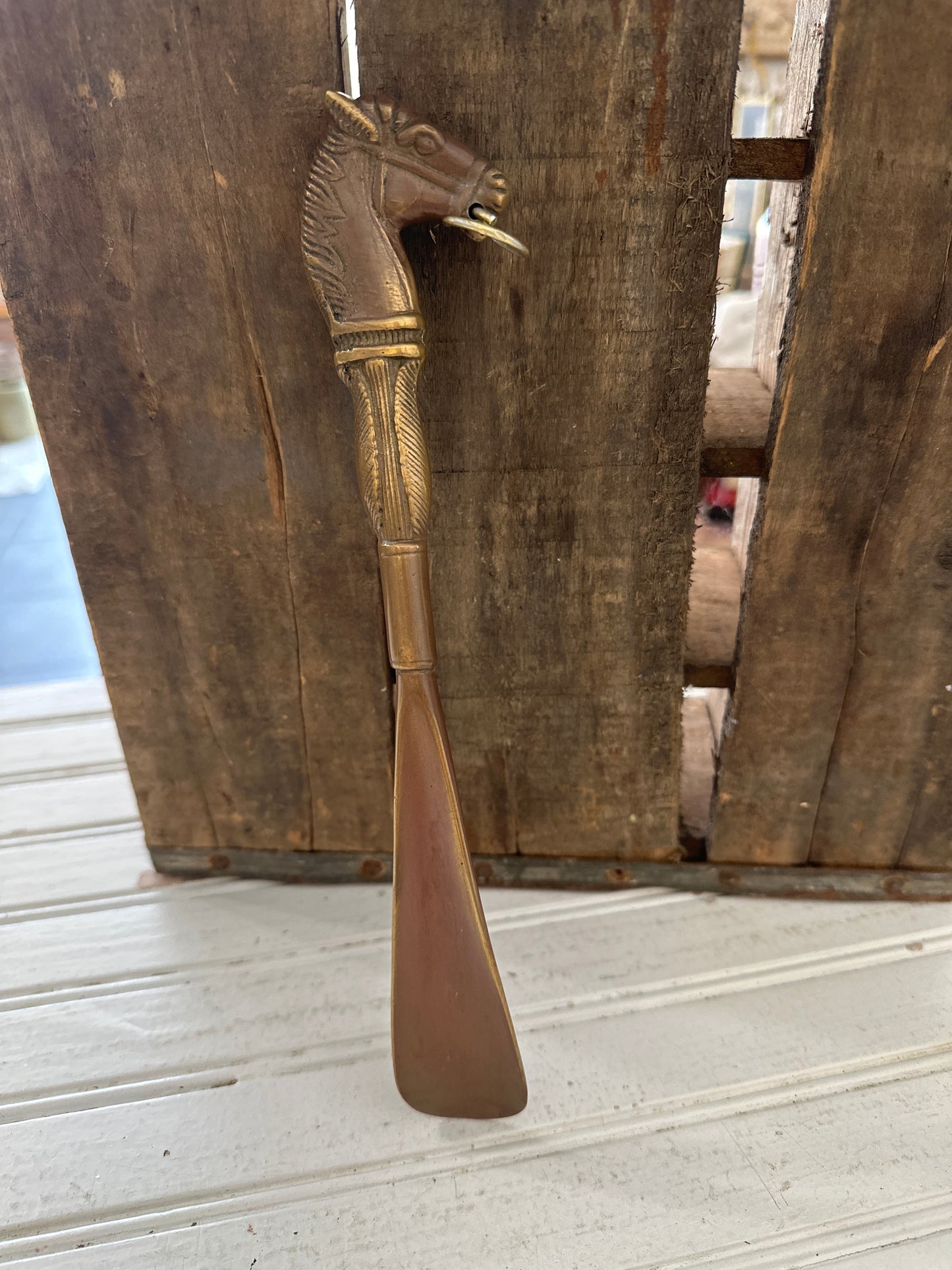 Brass shoe horn- horse head