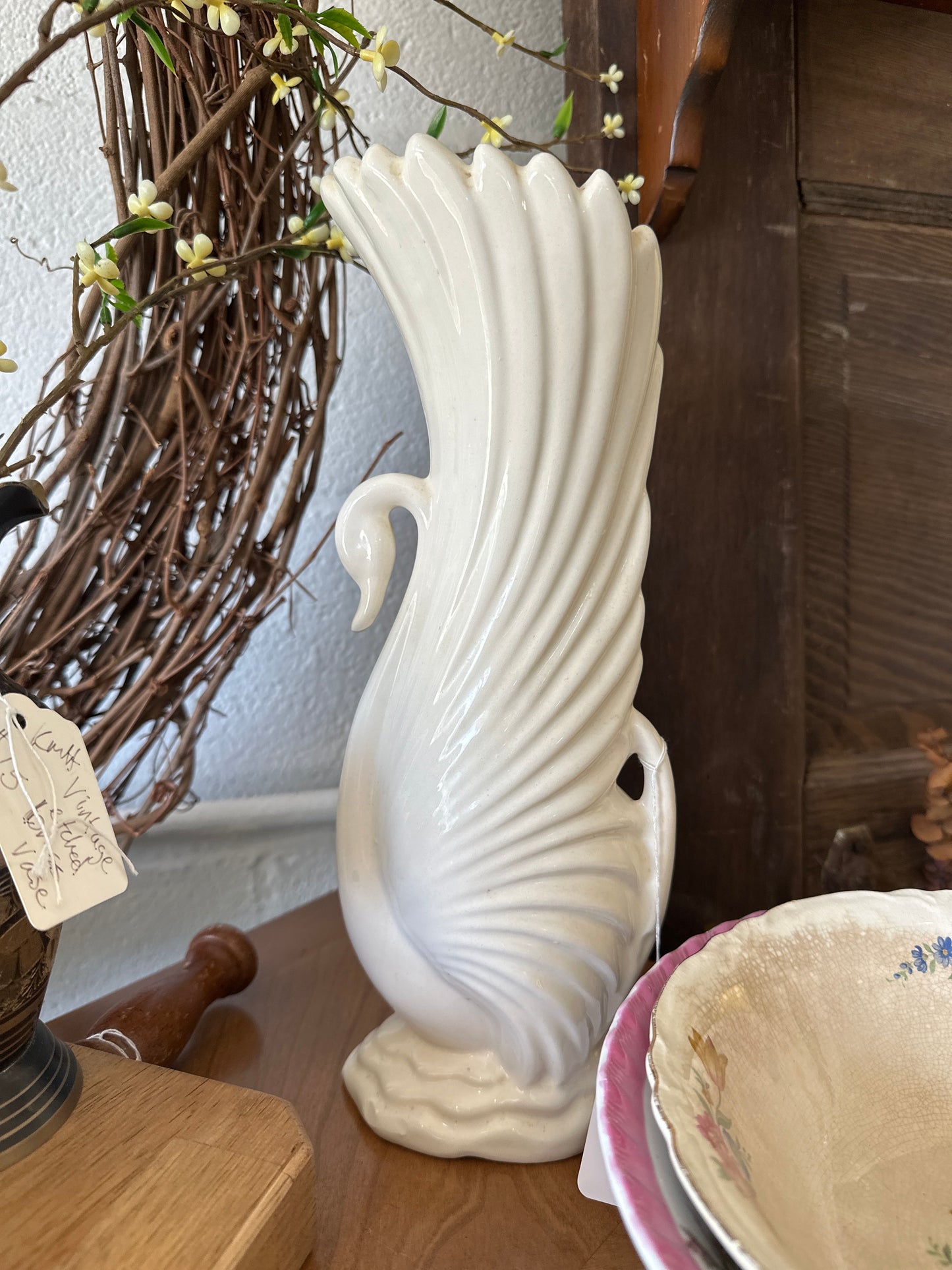 Ceramic Swan vase- large- local pickup only