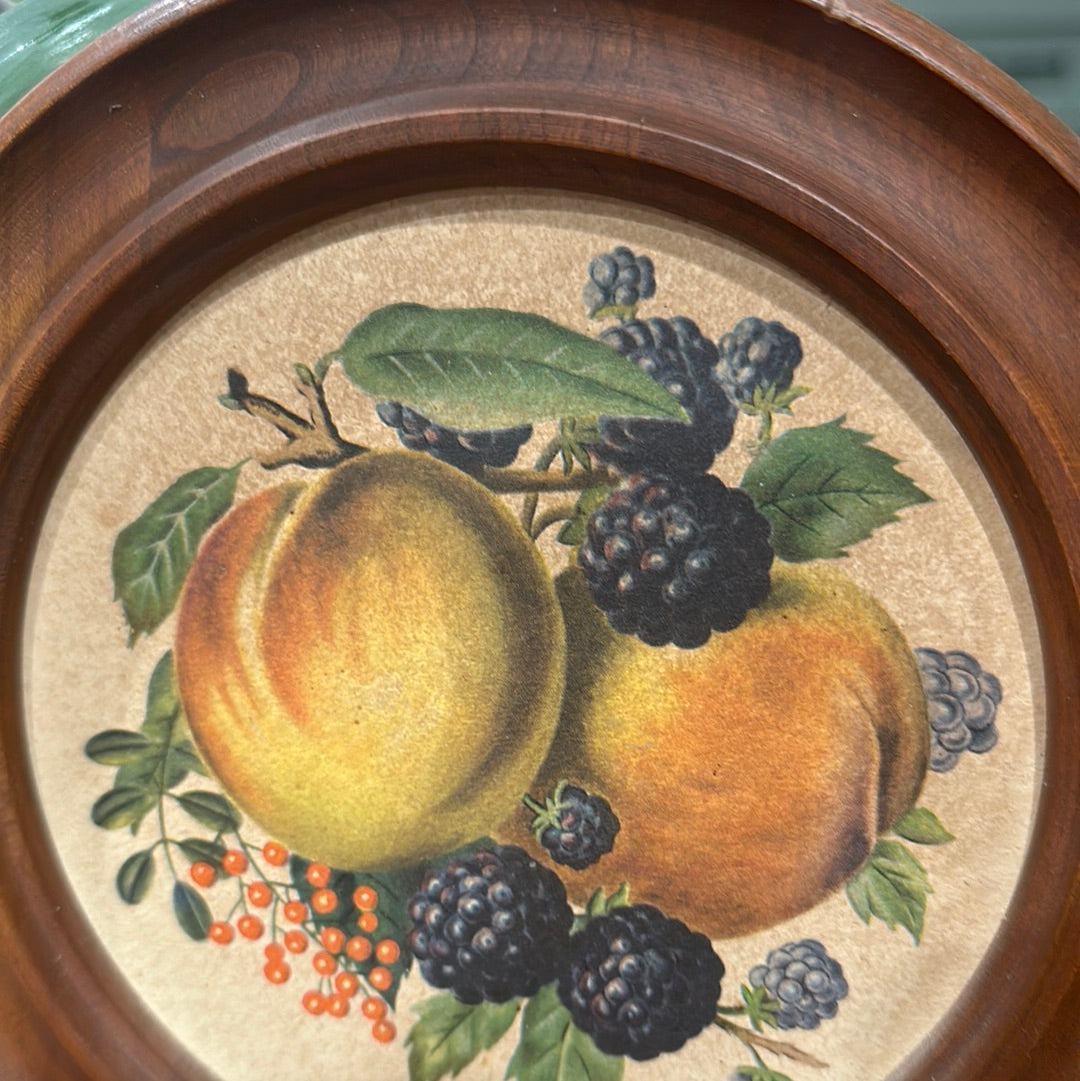 Round wall art with peaches