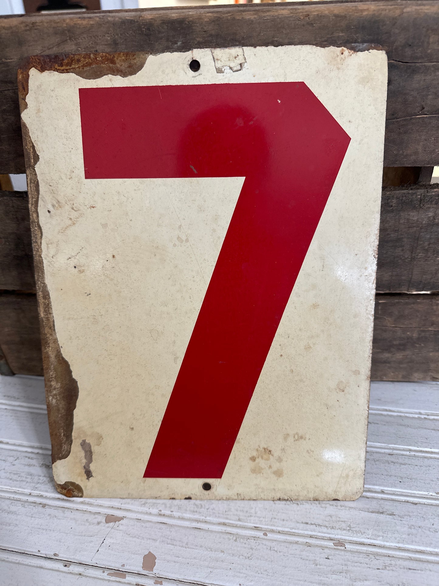 Metal Gas station double sided number sign- 0- 7