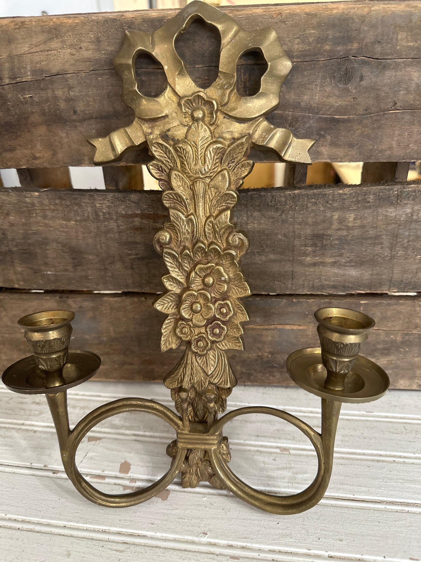 Reserved Mimi - brass sconce & western style bookends