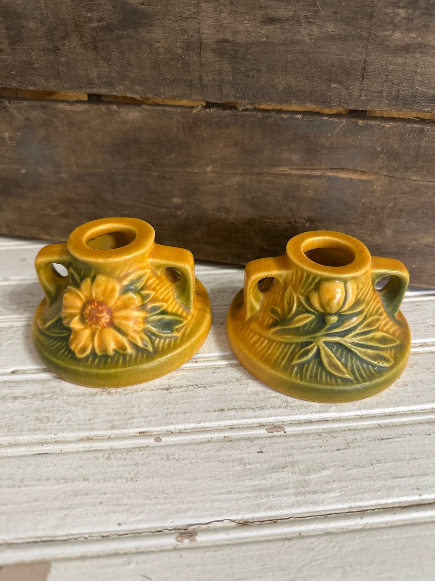Roseville Pottery candleholders