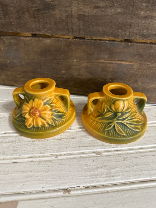 Roseville Pottery candleholders