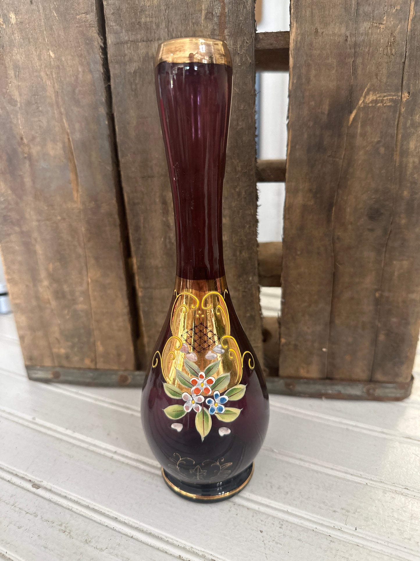 Venetian Amethyst Glass Bud Vase