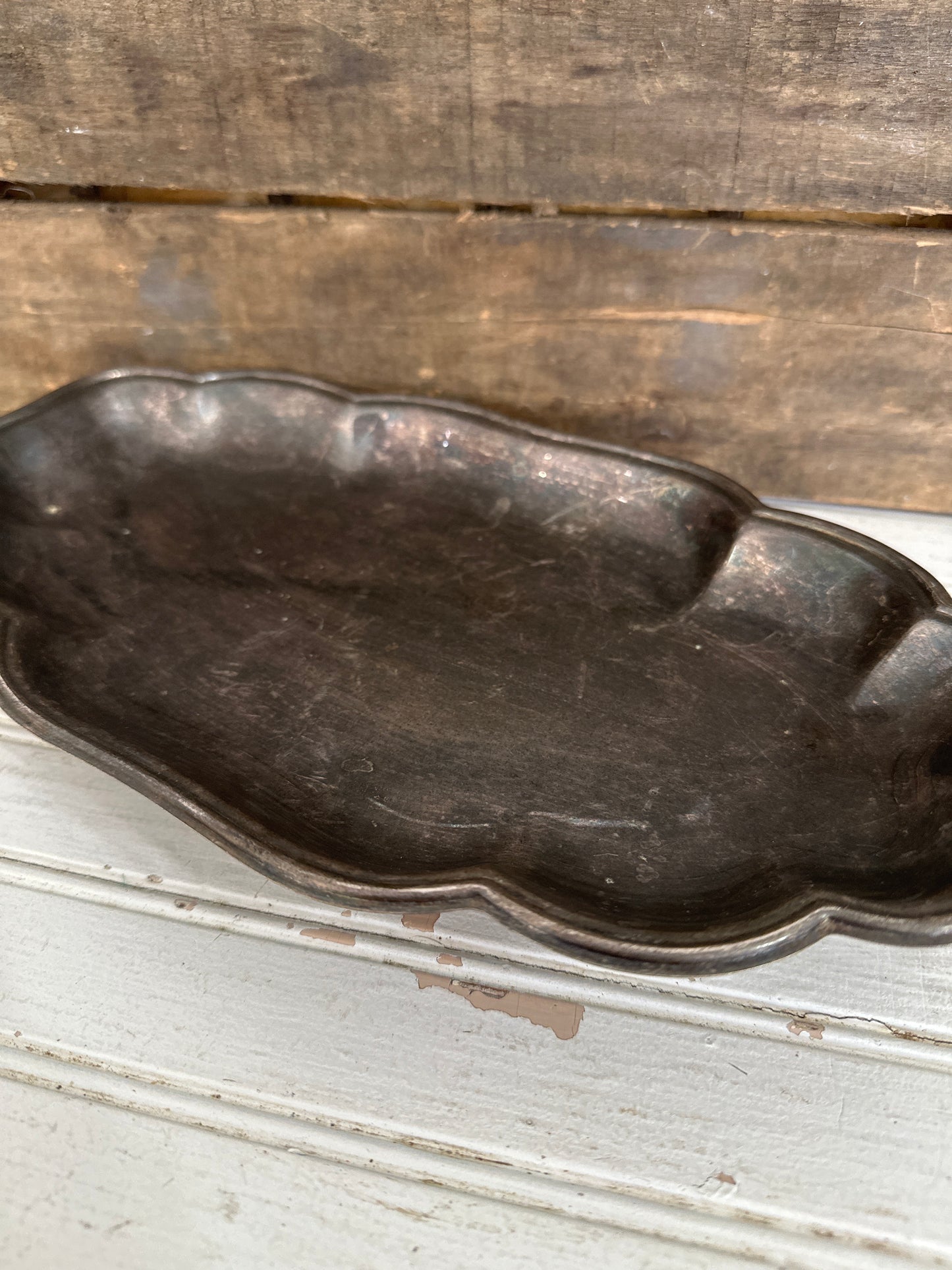 Silver plated tray- footed