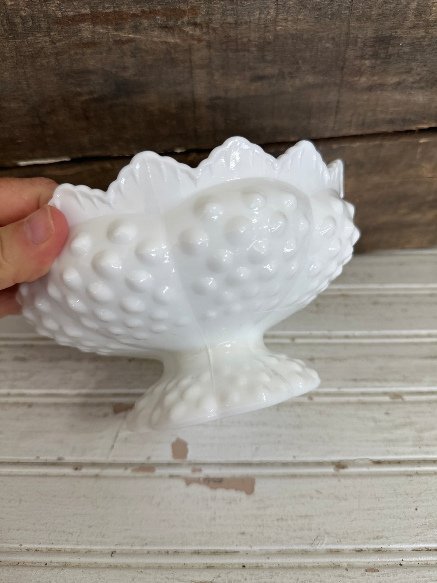 Fenton Hobnail candle holder/ flower frog