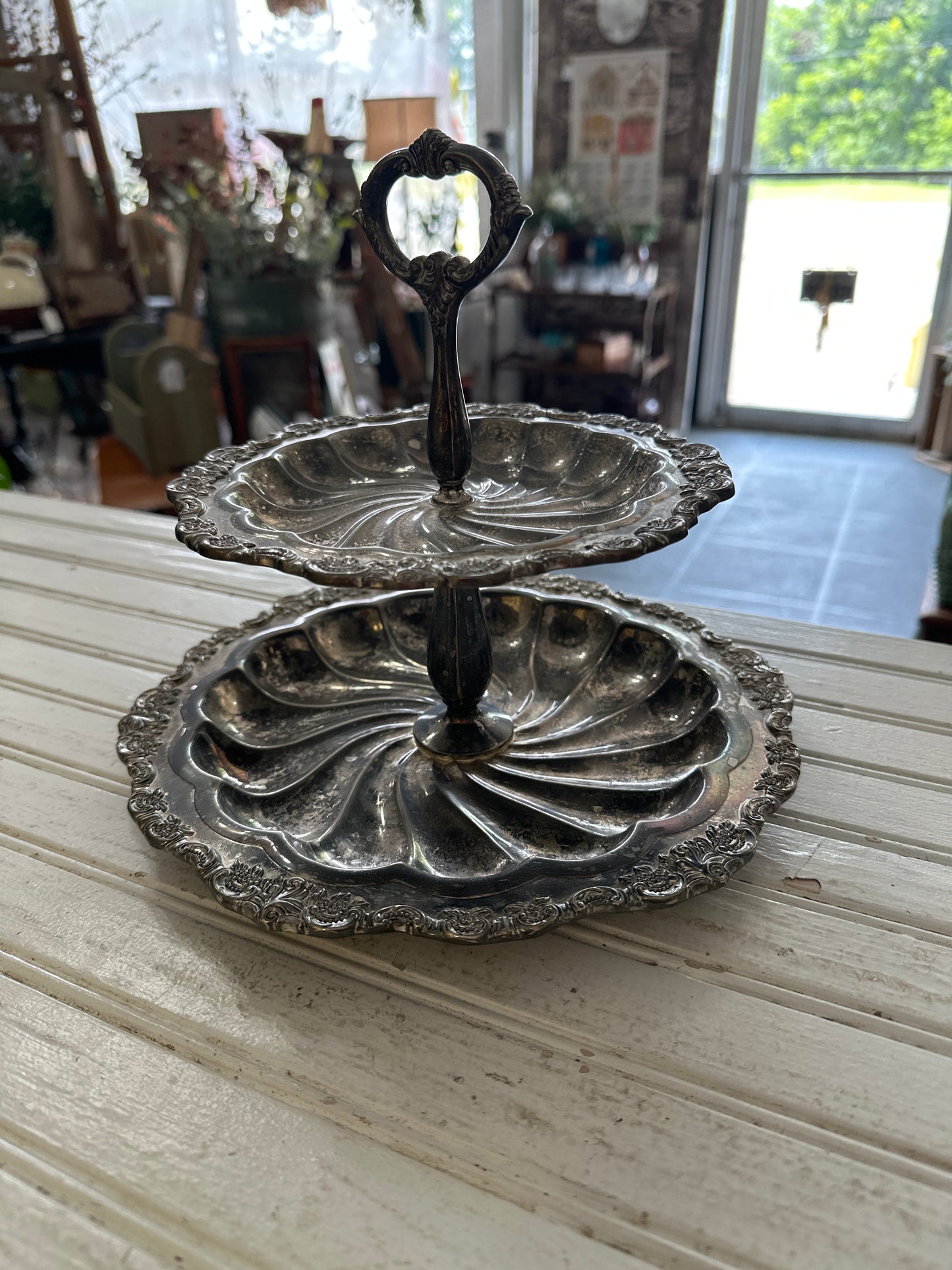 Reserved Carrie- Wallace silver plated tiered tray