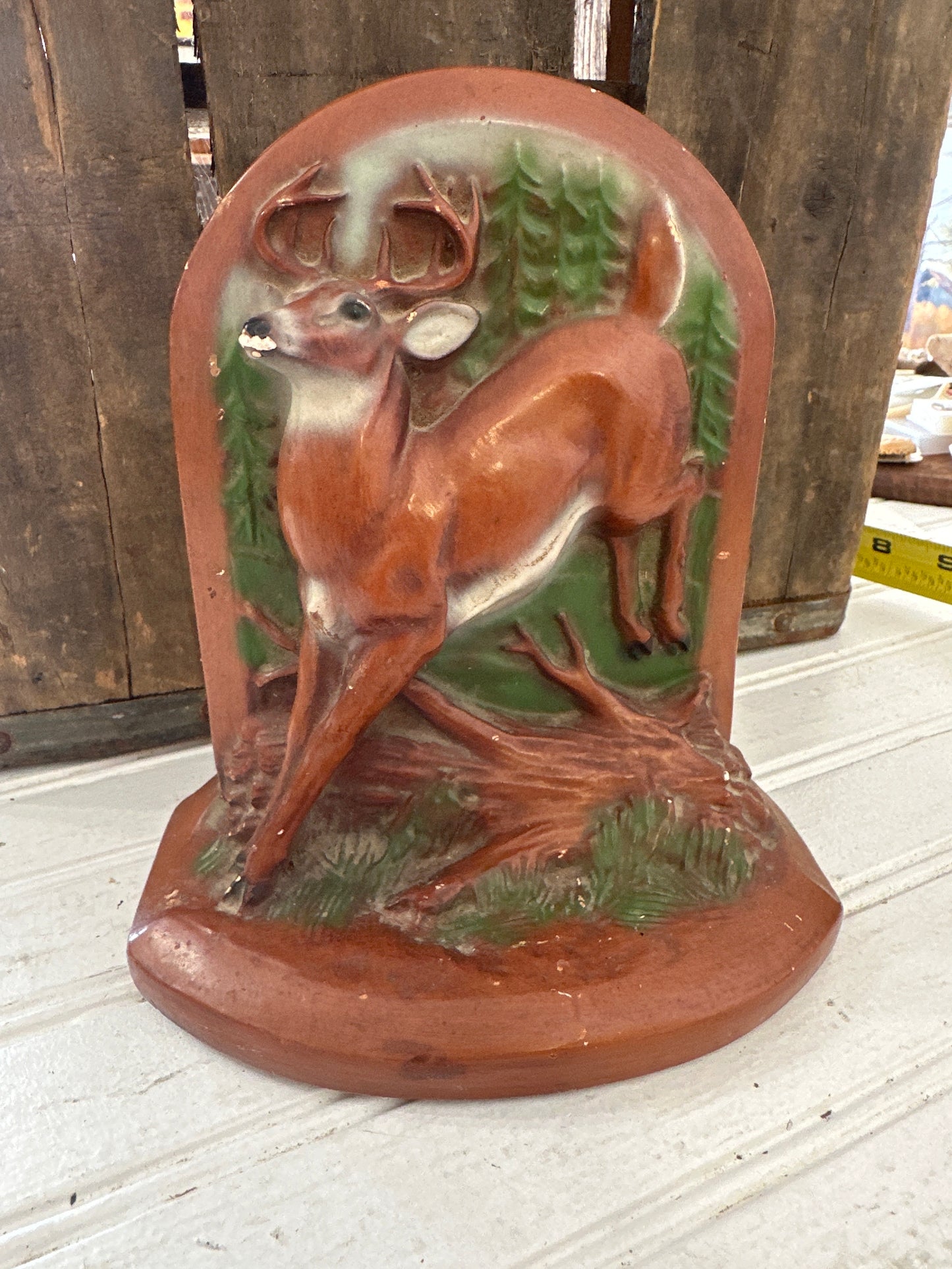 Deer bookend chalk ware