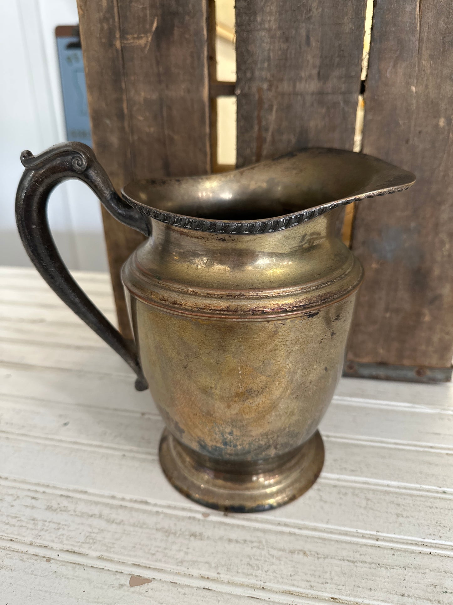 Crescent Silver plate pitcher