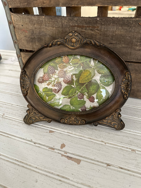Victorian style frame with vintage book page- blackberries