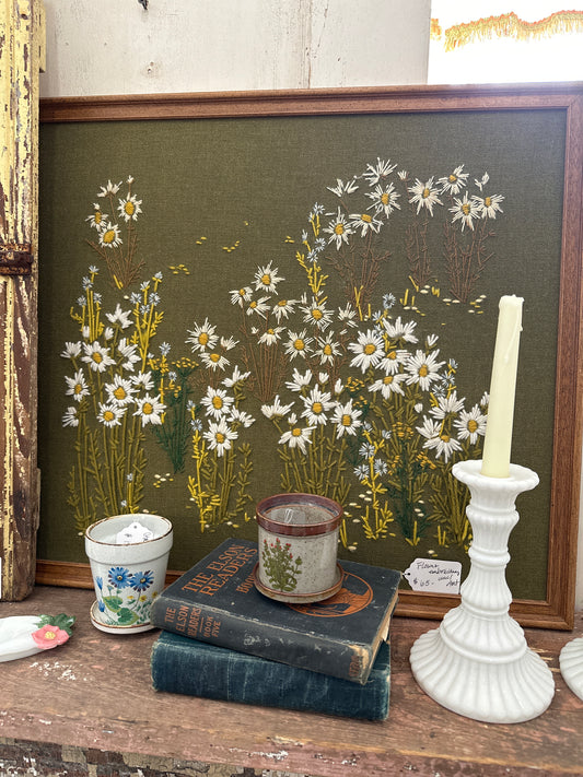 Reserved for Julie B. Floral embroidered wall art-local pickup only