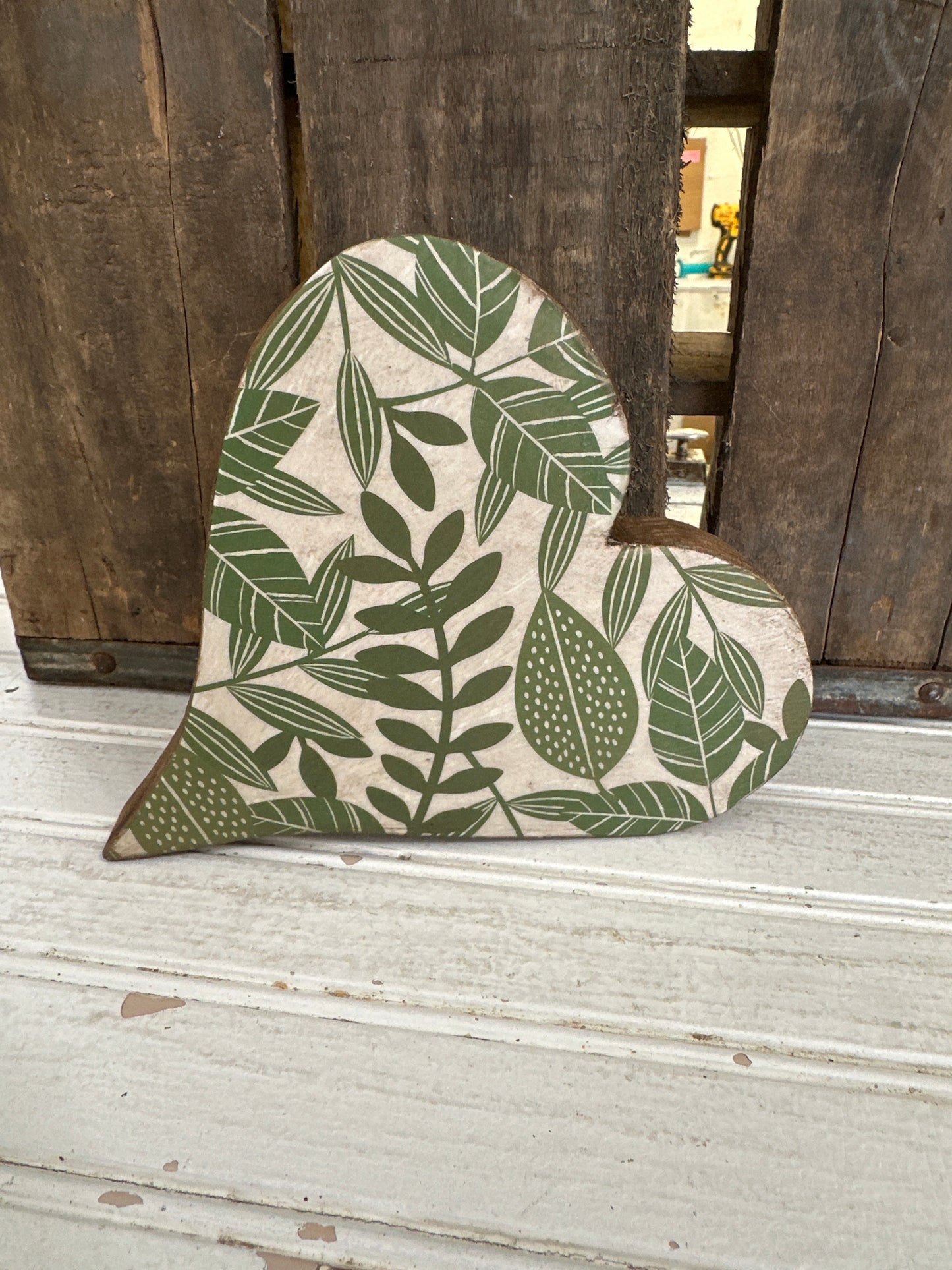 Handmade wooden heart- greenery