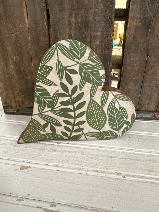 Handmade wooden heart- greenery