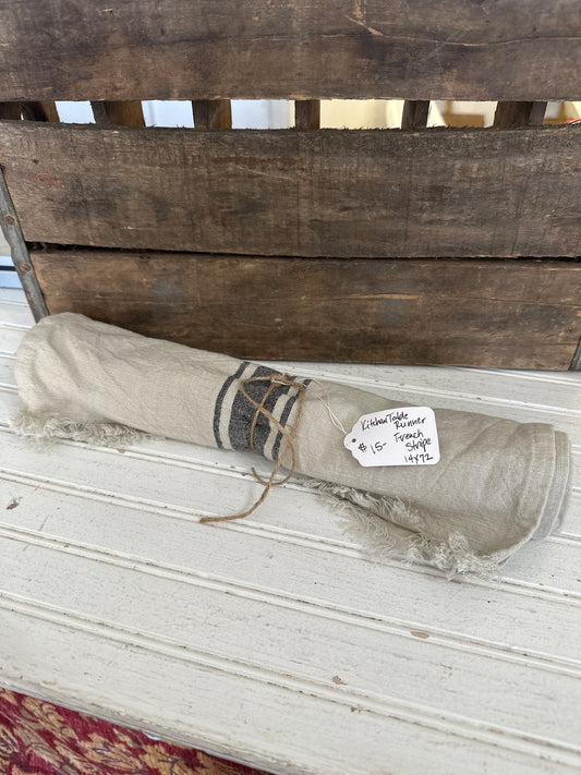 French Stripe linen table runner