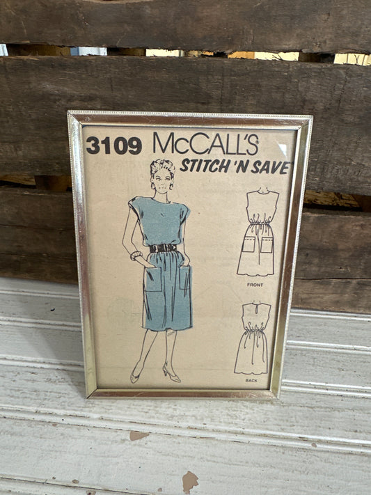 Vintage Sewing pattern framed metal frame