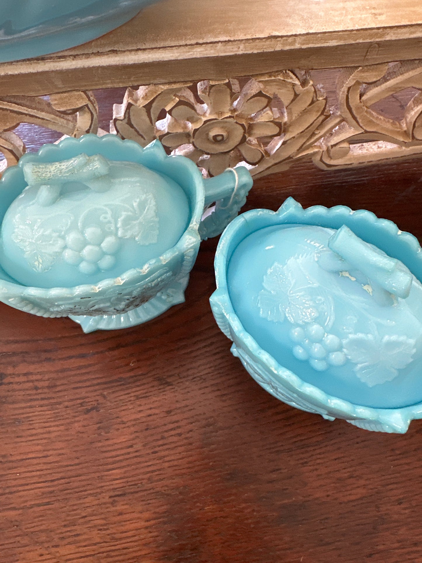 Westmoreland blue milk glass cream & sugar set- local pick up only