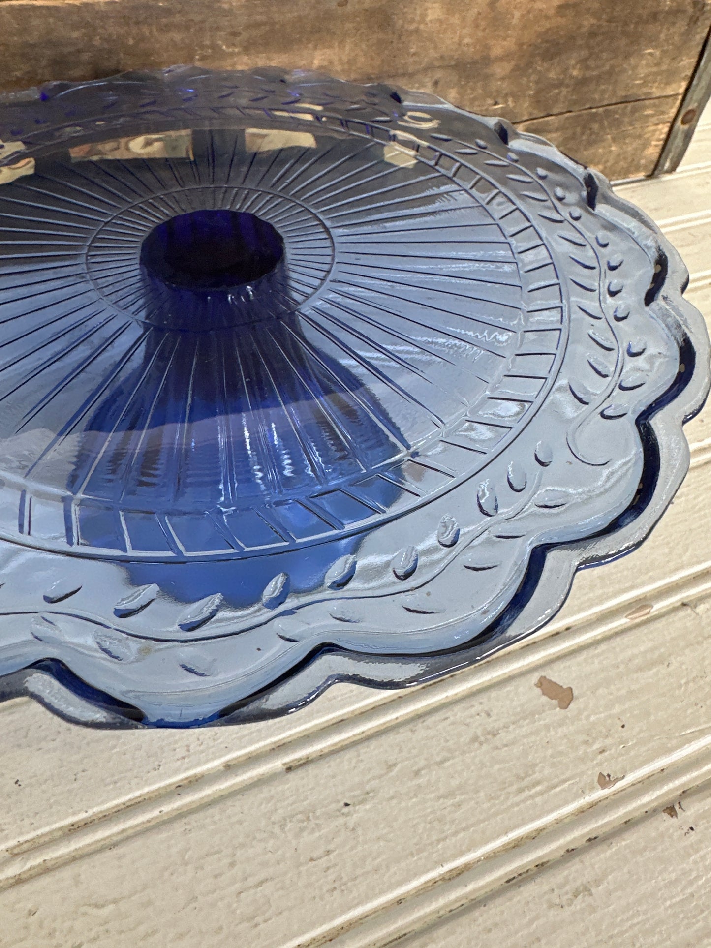 Cobalt blue glass pedestal cake plate- local pickup only