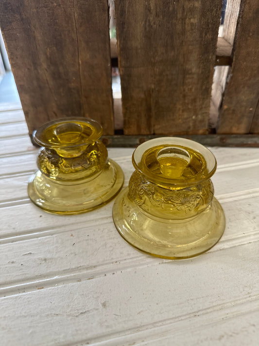 Depression glass candle holders- set