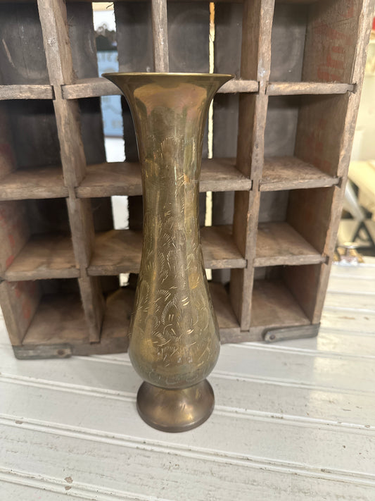 Brass etched vase