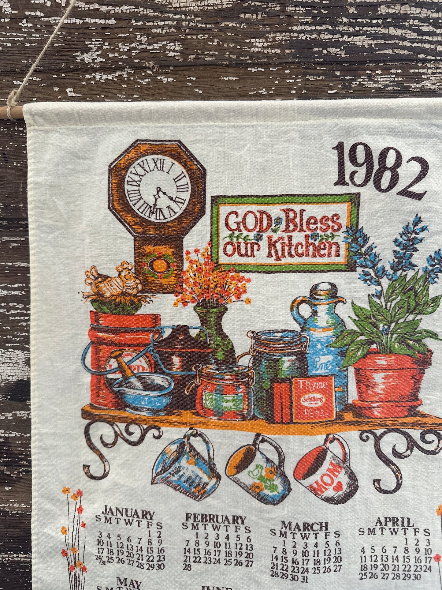 1982 Cloth Hanging Calendar