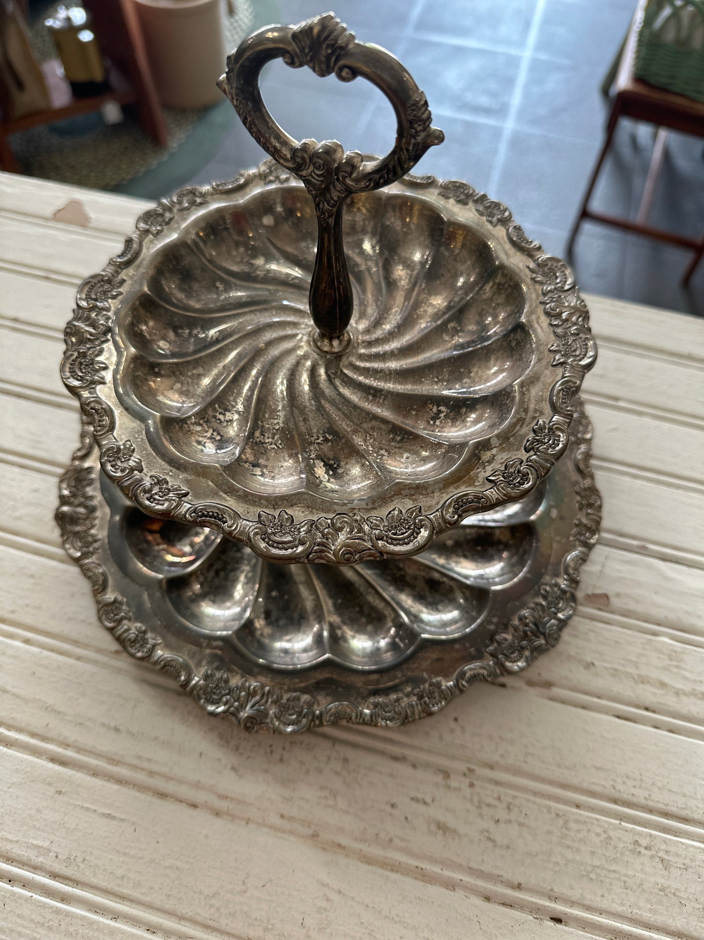 Reserved Carrie- Wallace silver plated tiered tray