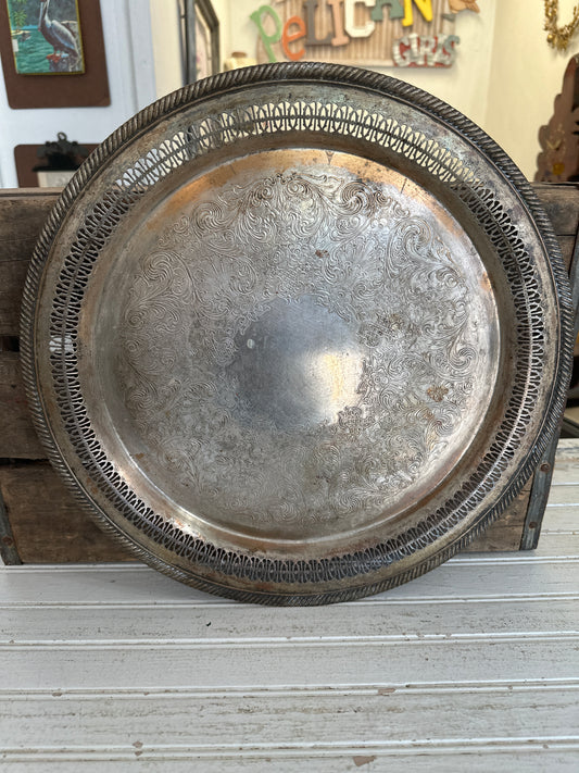 Silver plated round tray- local pickup only