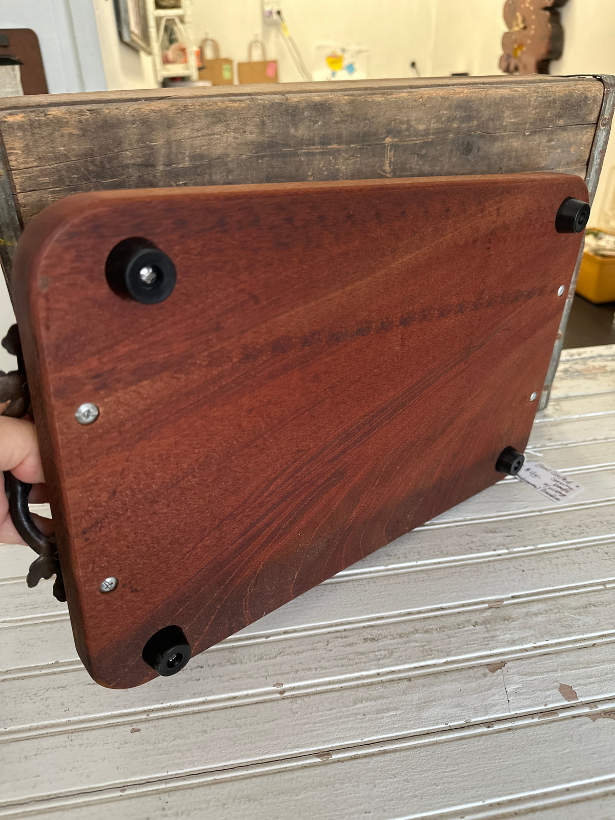 Hand crafted Serving board w/vintage handles- local pickup only