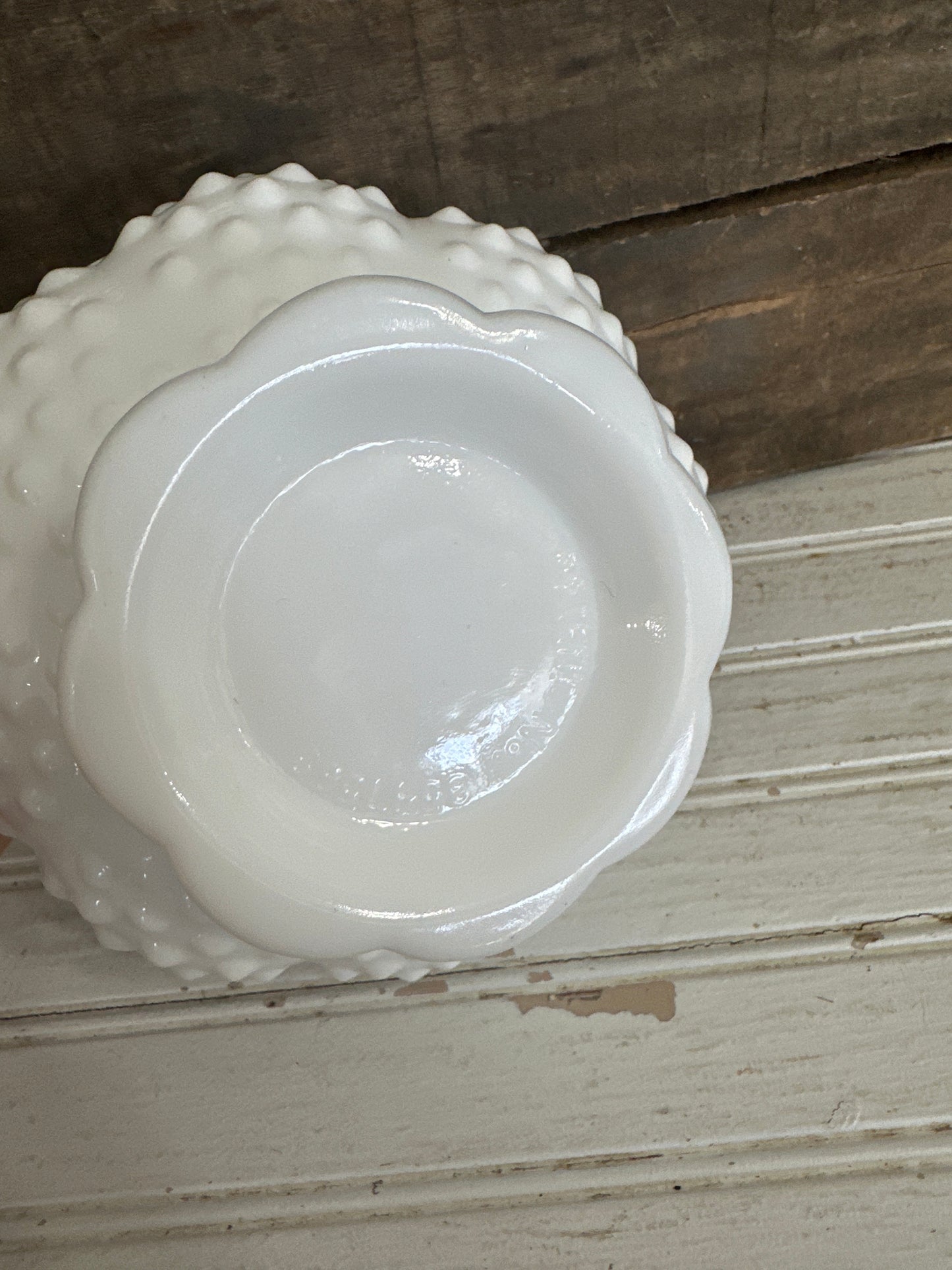 Fenton Hobnail candle holder/ flower frog