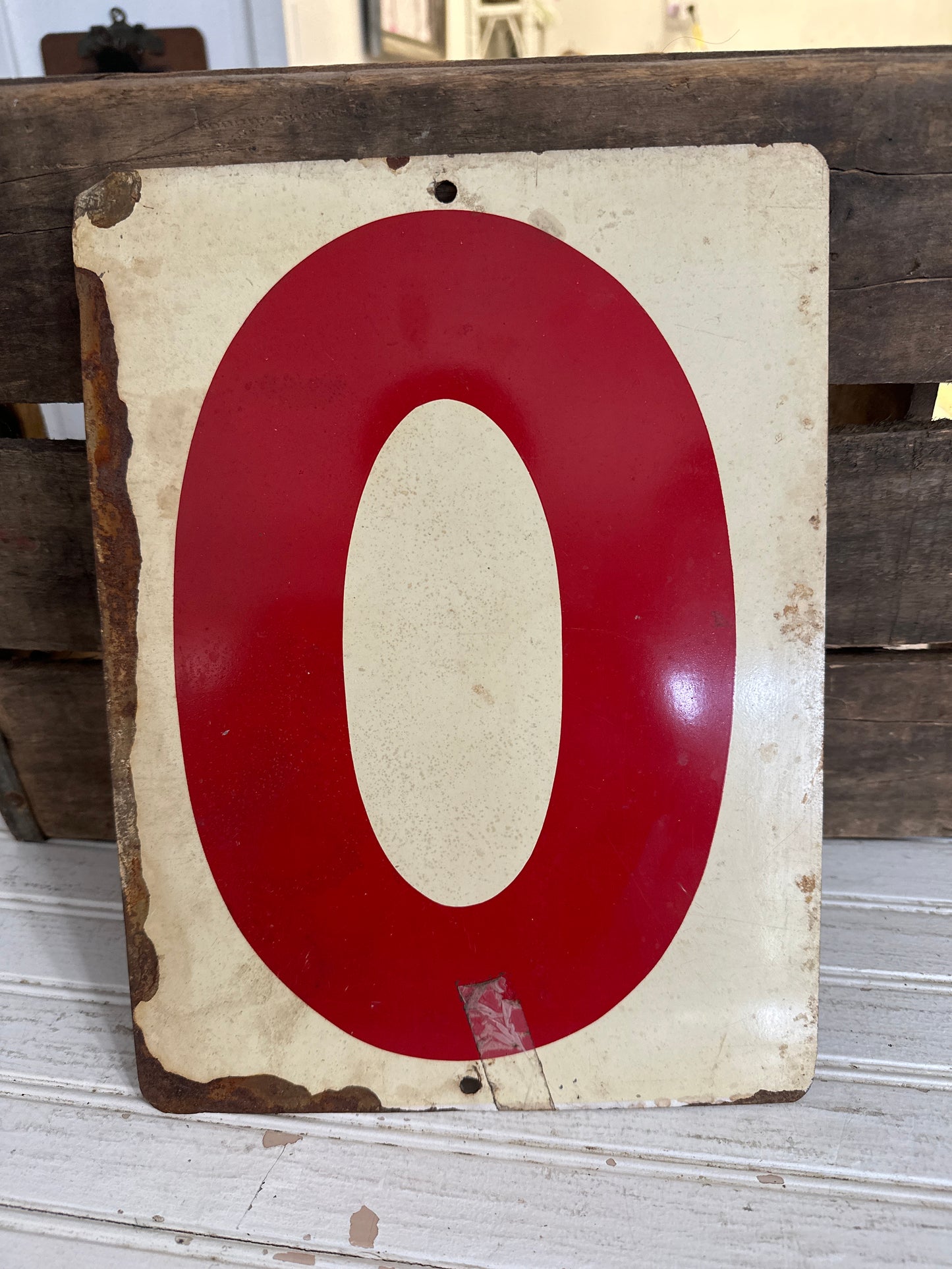Metal Gas station double sided number sign- 0- 7