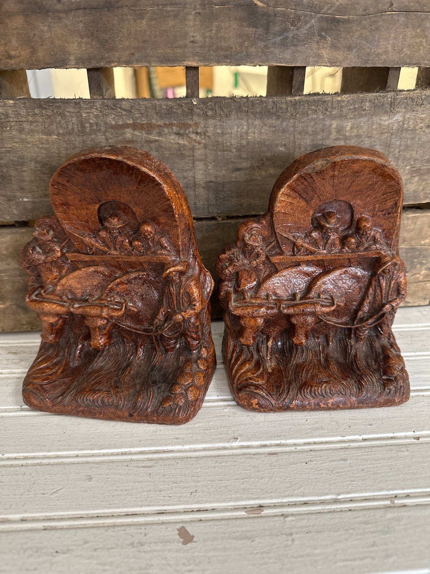 Reserved Mimi - brass sconce & western style bookends