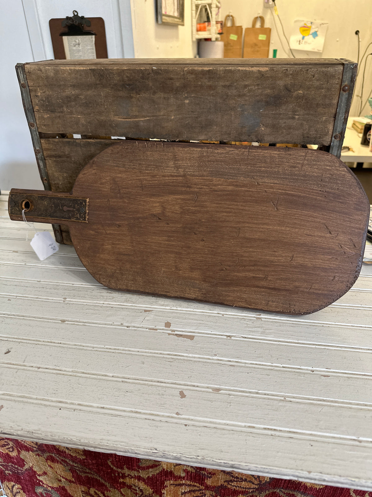 Handmade Wooden Board with vintage door plate handle - local pickup only