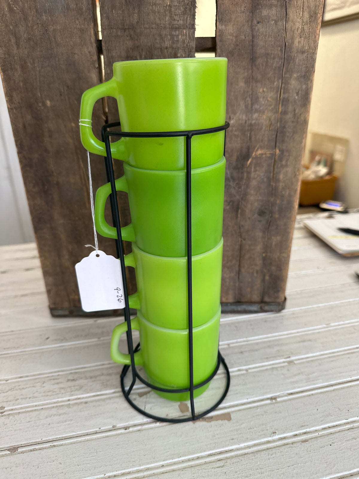 Anchor Hocking Fire King stacking mugs & rack