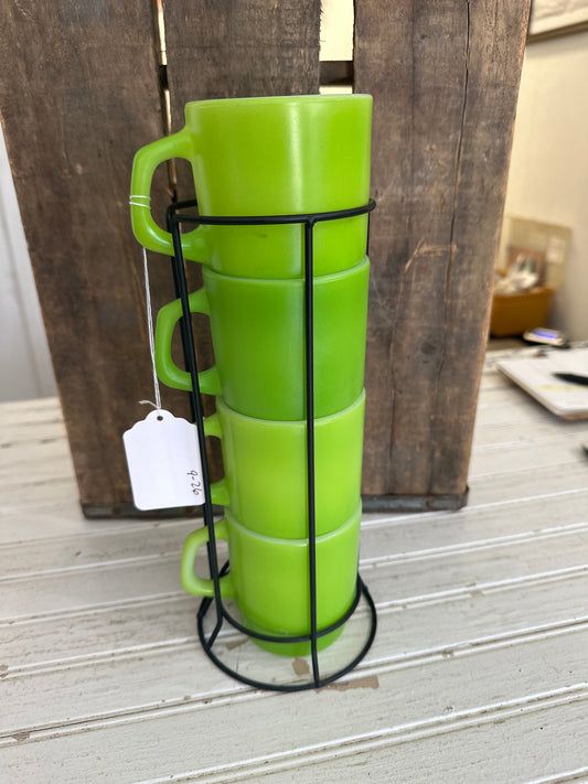 Anchor Hocking Fire King stacking mugs & rack