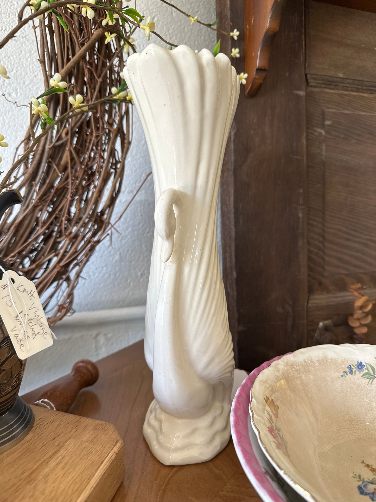 Ceramic Swan vase- large- local pickup only