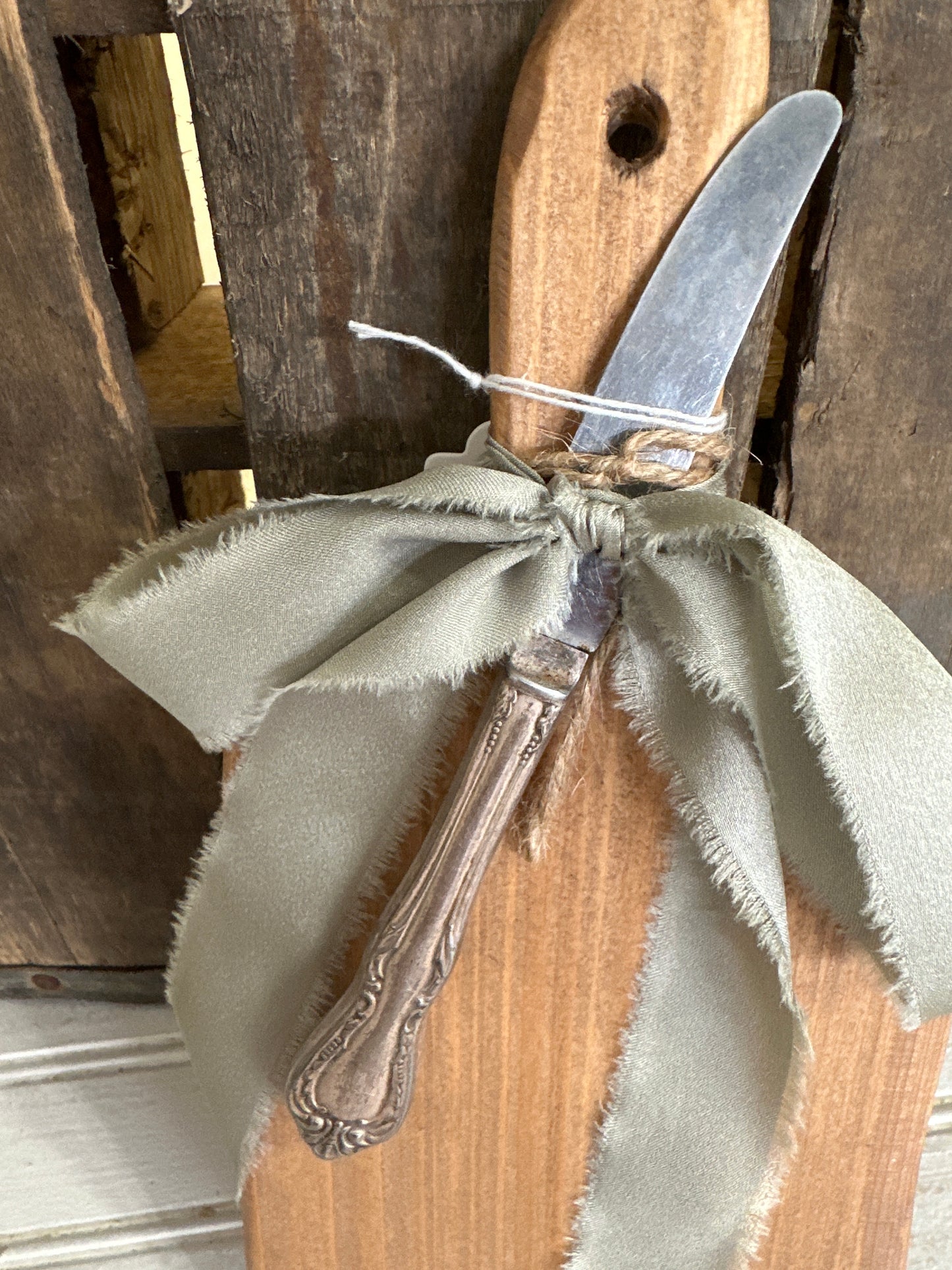 Handmade board with vintage butter knife