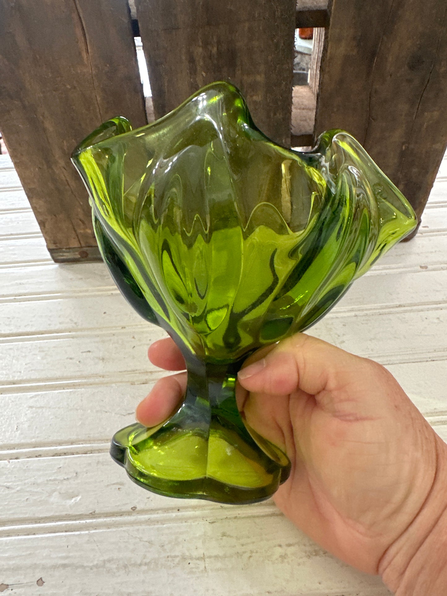 Viking glass pedestal vase